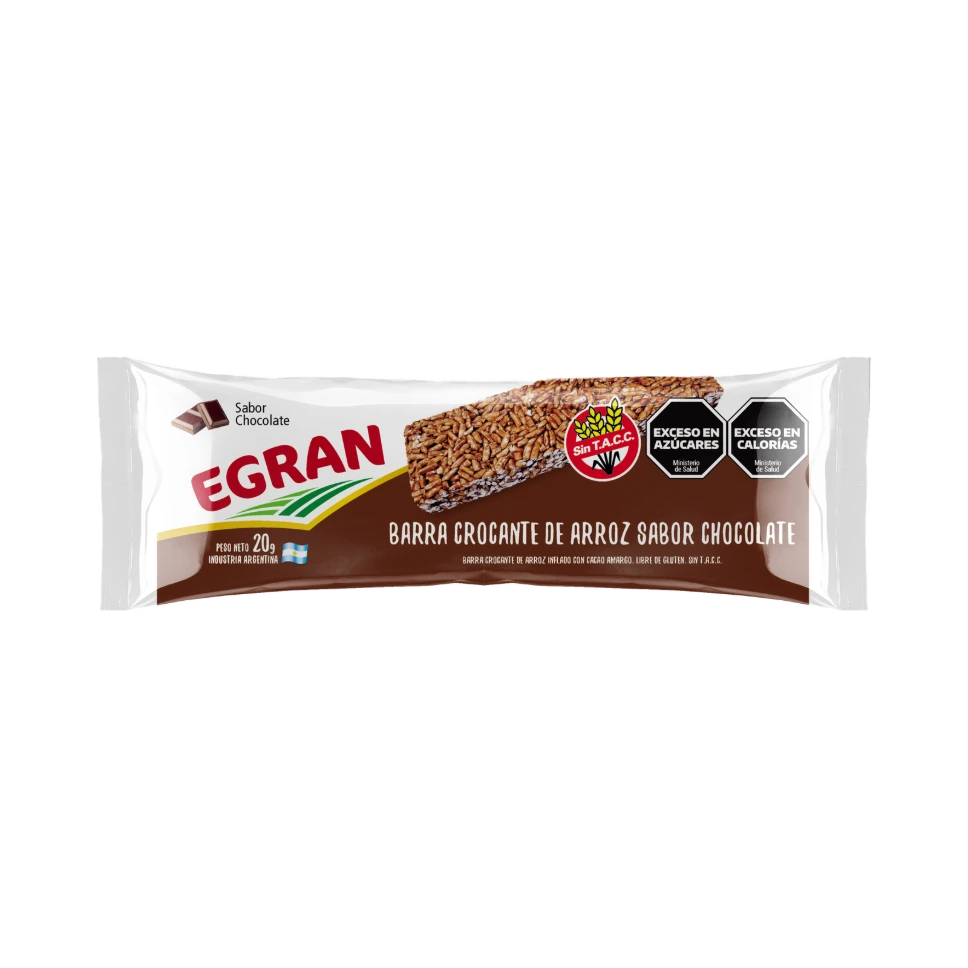 Barra crocante de arroz sabor chocolate
